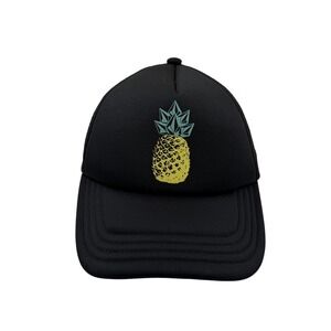 Volcom Hat Cap Snap Back Trucker Black Pineapple Graphic Mesh‎ Mens Surf Skate